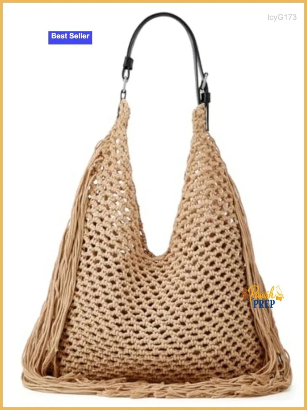 Crochet Shoulder Bag Fringe Hollow Woven Hobo Tote Handbag Large Travel Beach
